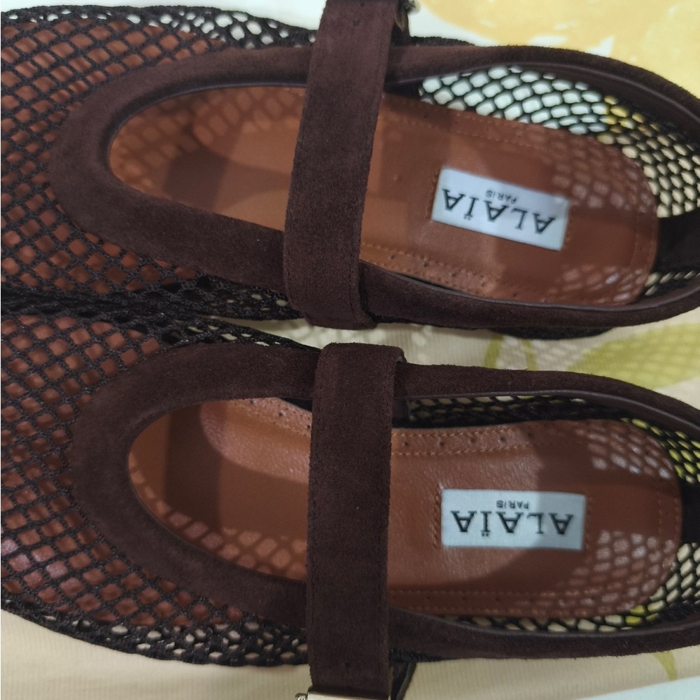 Alaia Brown Mesh Mary Jane Loafers with Strap - Picture 5 of 9